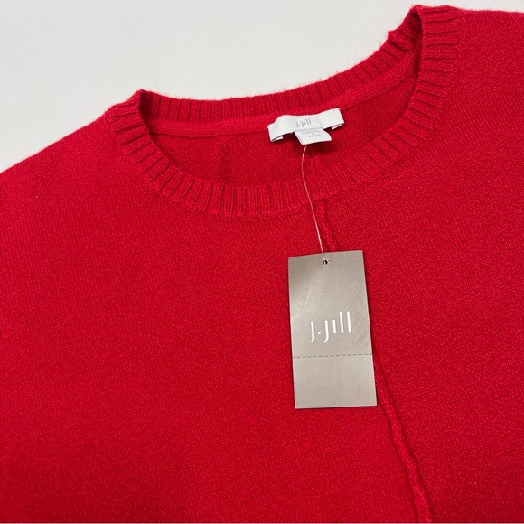 J. Jill Ribbed Pocket Crewneck Sweater Pullover Ruby Red Size Small Petite - Picture 5 of 10
